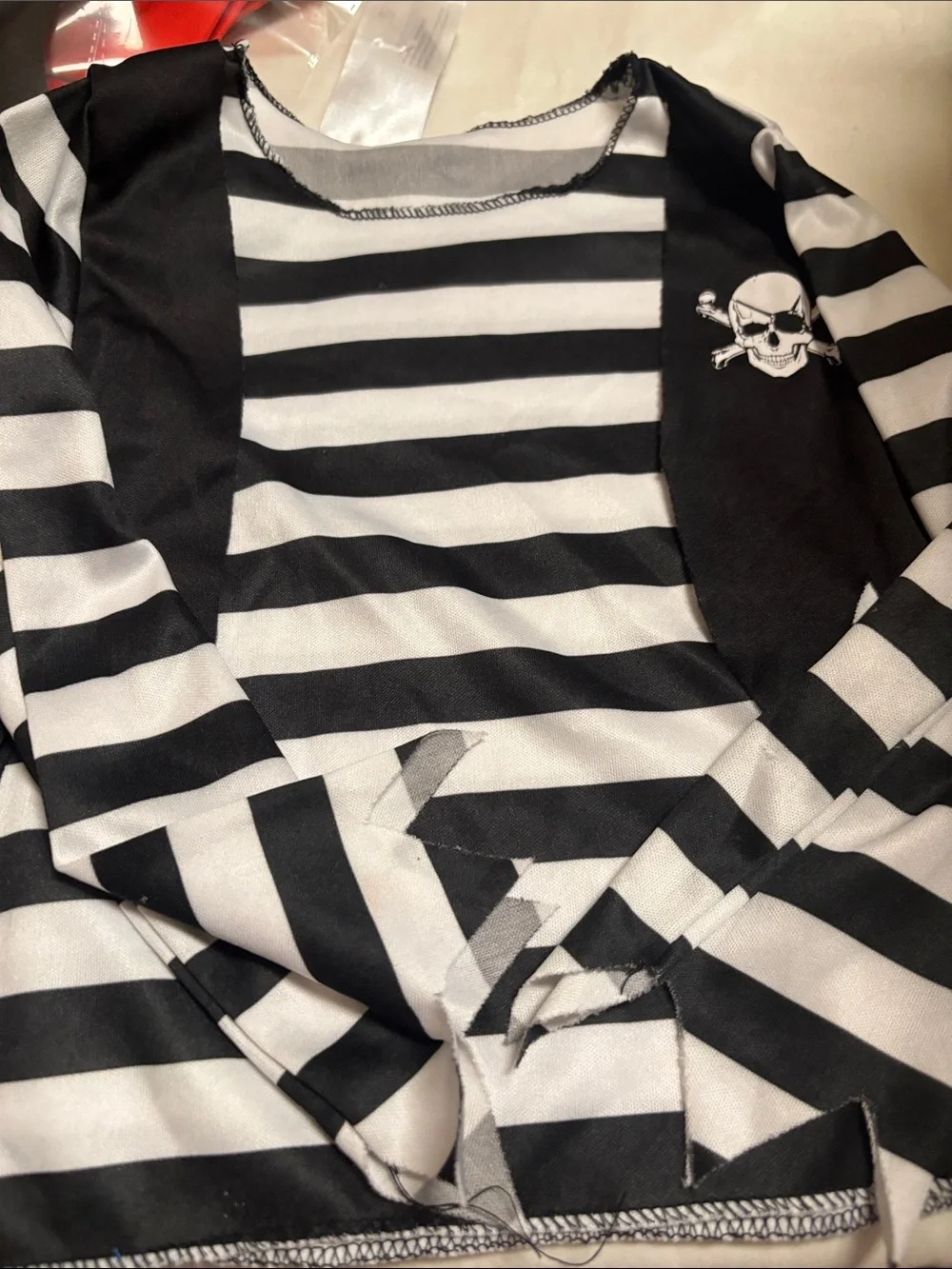 Kids Pirate Costume Set in Black with Red Trim